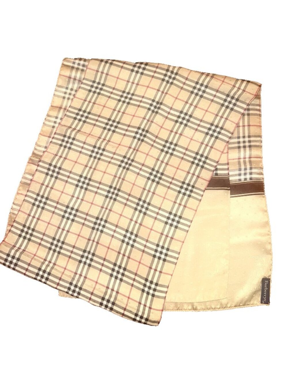 Vintage Oblong BURBERRYS SILK SCARF - Classic NOVA CHECK - 12.5" x 72"